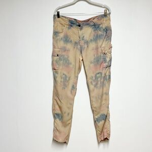 Barbour 100% Lyocell Pastel Tie Dye Commando Cargo Trousers Sz 10